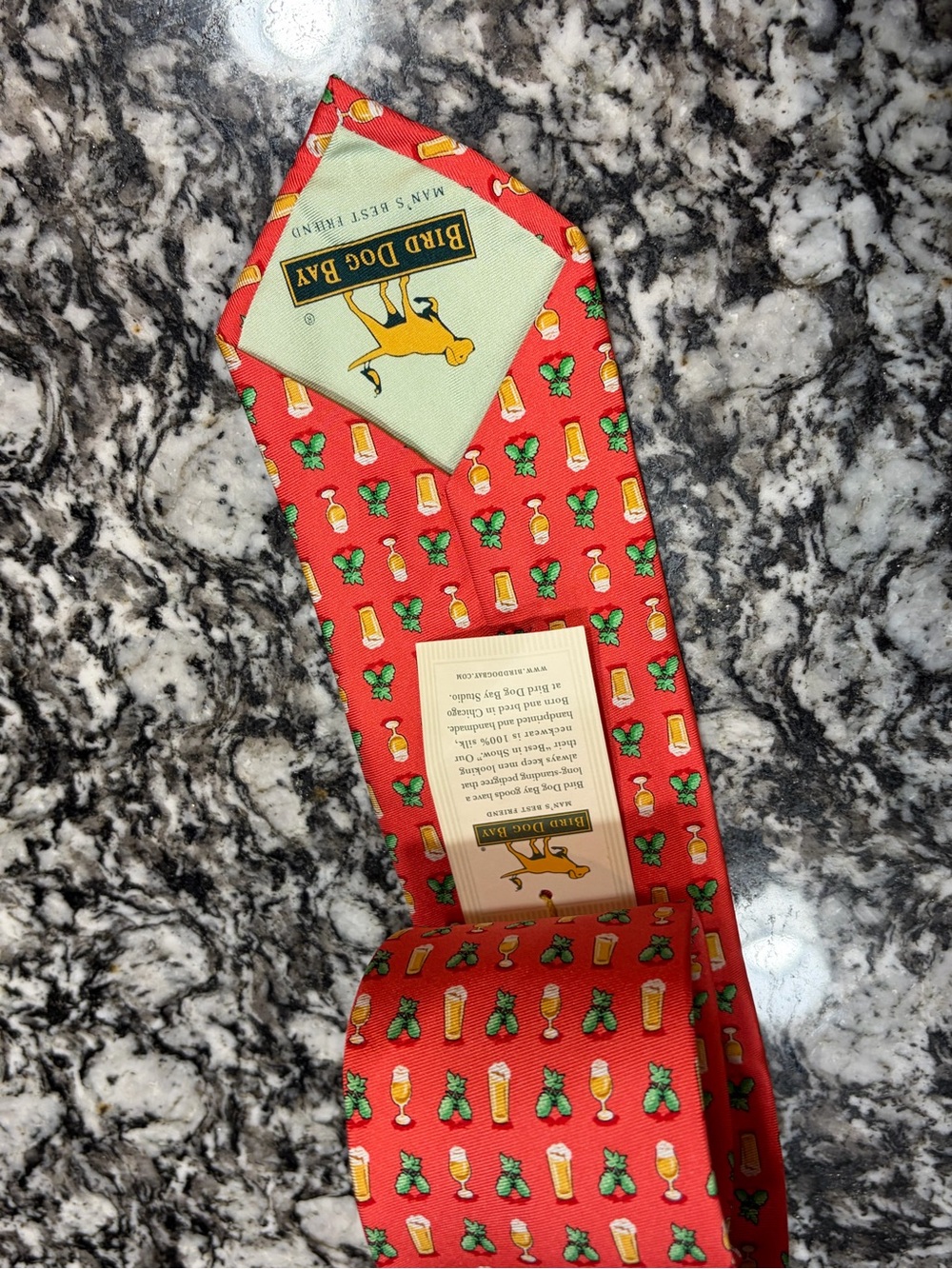 Bird Dog Bay Men’s Beer Tie 100% Silk Reddish Orange NWT